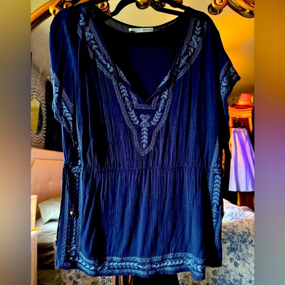 Maurices Tops - Navy Blue Embroidered Women's Top